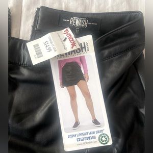New with tags black skorts, leather type, mini skirt, size Medium